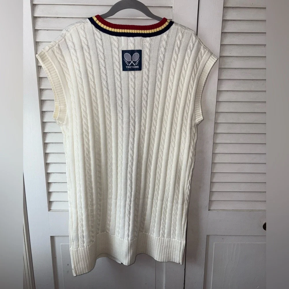 NWT Tretorn x Anthropologie Longline Short Sleeve Cardigan White Womens M Preppy - Picture 8 of 11